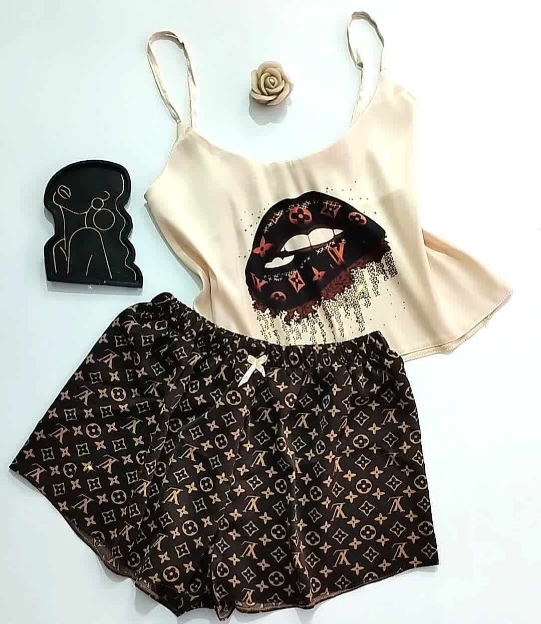 ست ساتن طرح ورساچ لباس زیر بانو