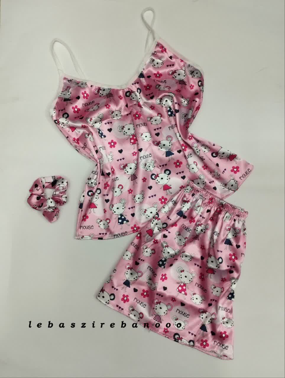 تاپ وشورتک ساتن موشی لباس زیر بانو قم